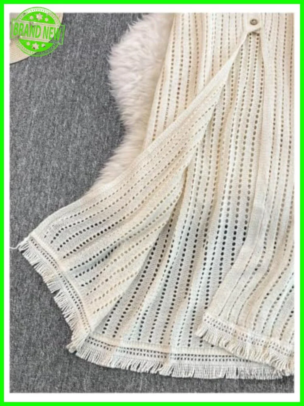 Boho Crochet Long Cardigan Sleeveless Fringe Knit Vest Button Down V Neck